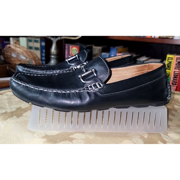 Men's 1901 Black Leather Bit Driving Shoes Loafers Casual Slip-on 10M - Picture 1 of 15